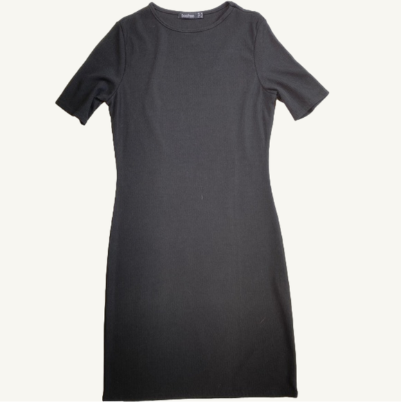 Boohoo Dresses & Skirts - Boohoo Mid Length Black Ribbed T-Shirt Dress 6